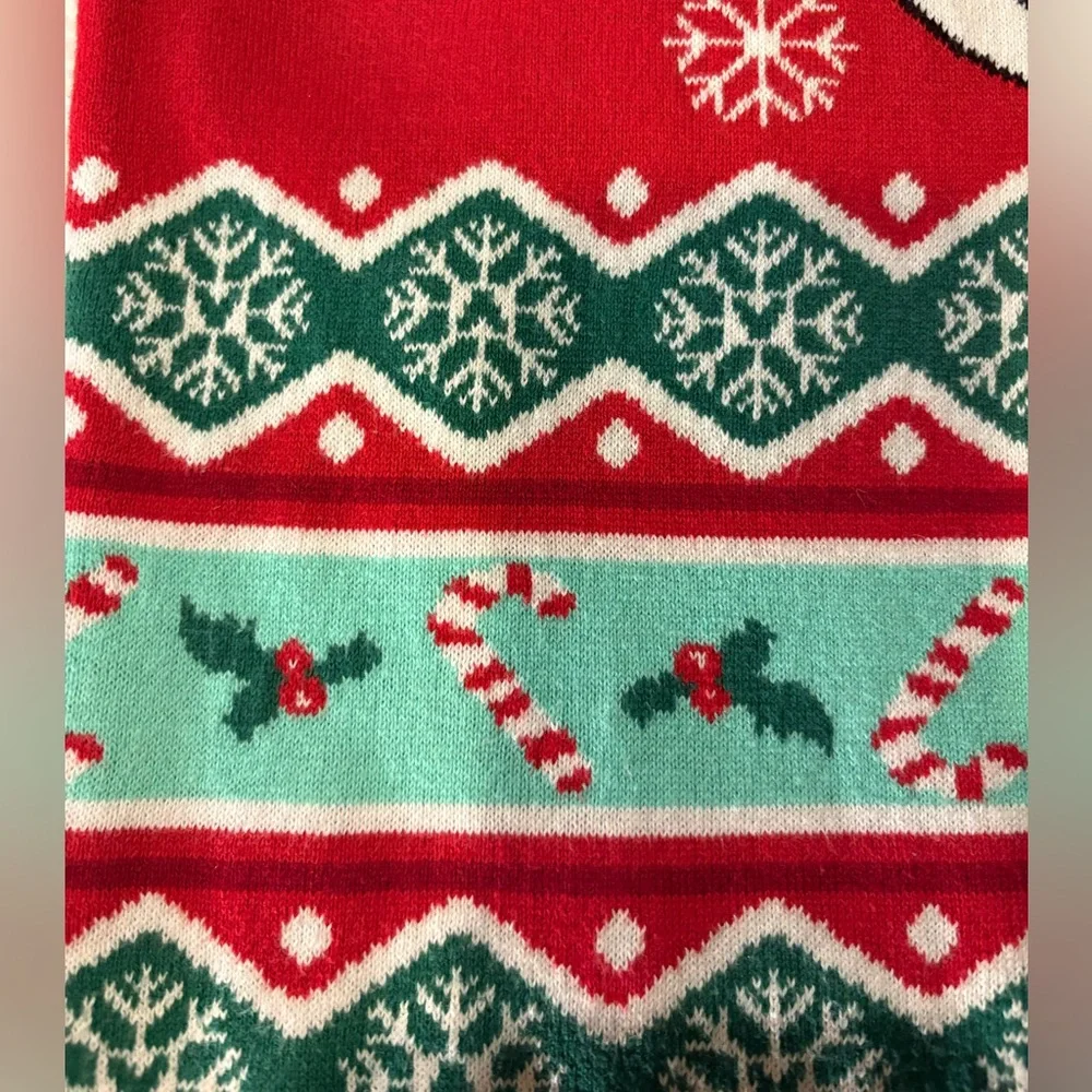 Disney Women's Festive Red and Green Minnie Sweater